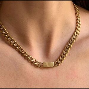 14K gold stainless steel chunky Cuban necklace